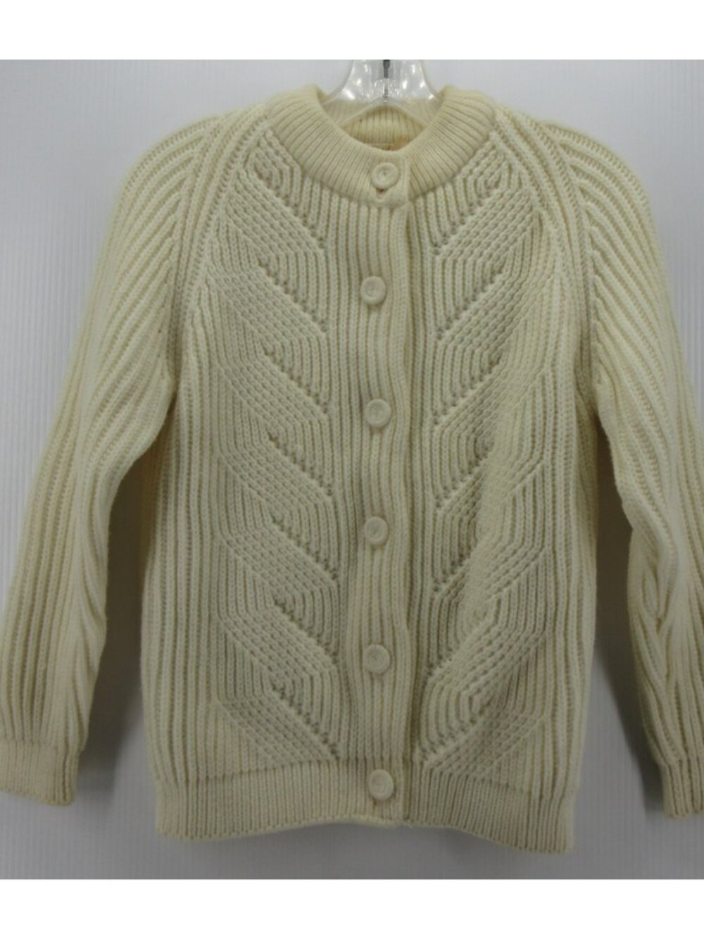 VINTAGE Sweater Small Cream Japan Island Spun 60s 70s Cardigan *
